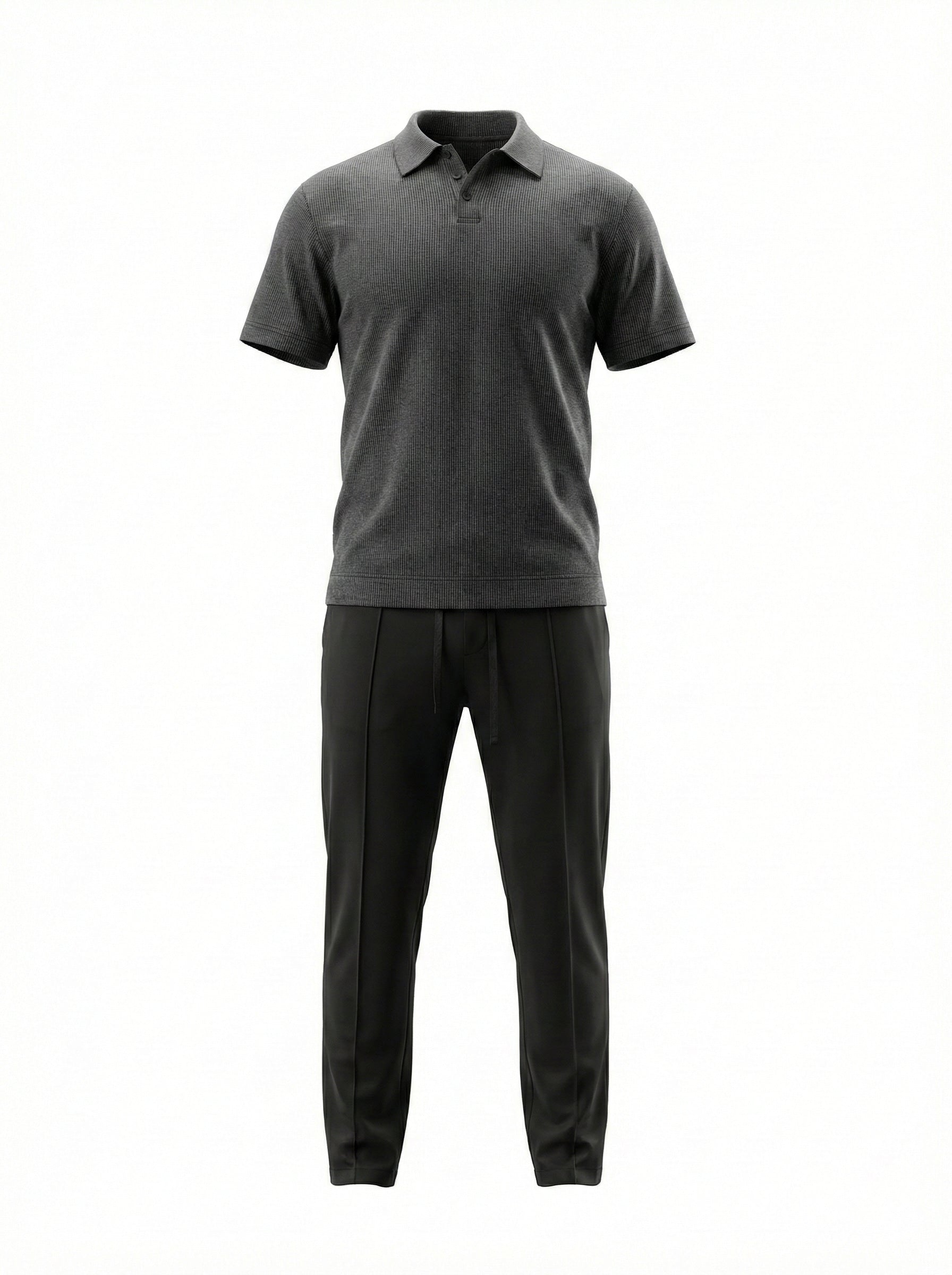 Graphite Polo & Viscose Trousers Set